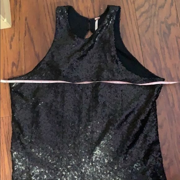 Free People Womans S Black Sequined Fit & Flare Mini Dress - Picture 7 of 8